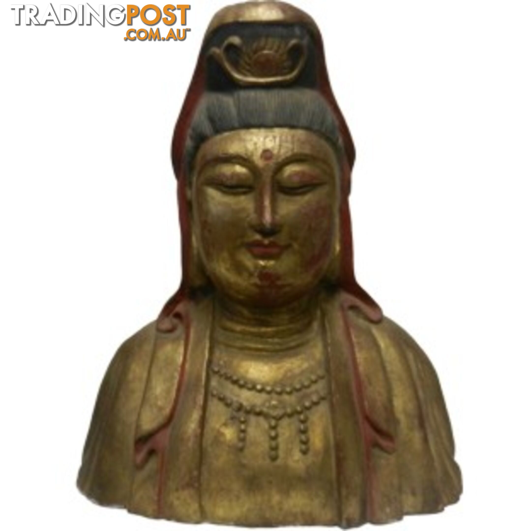 Wooden Gilted Guan Yin Statue - God of Mercy