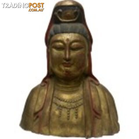 Wooden Gilted Guan Yin Statue - God of Mercy