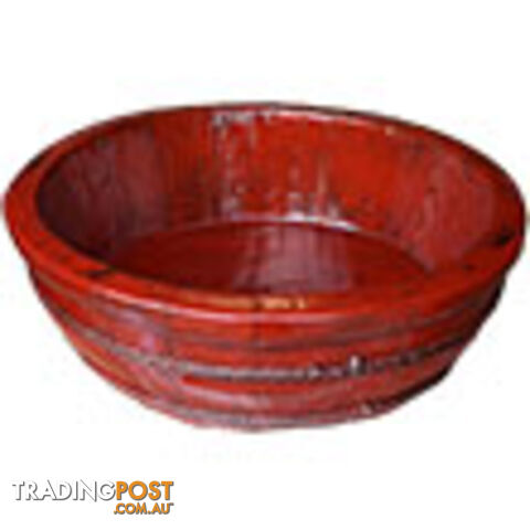 Chinese Red Lacquer Wood Water Basin