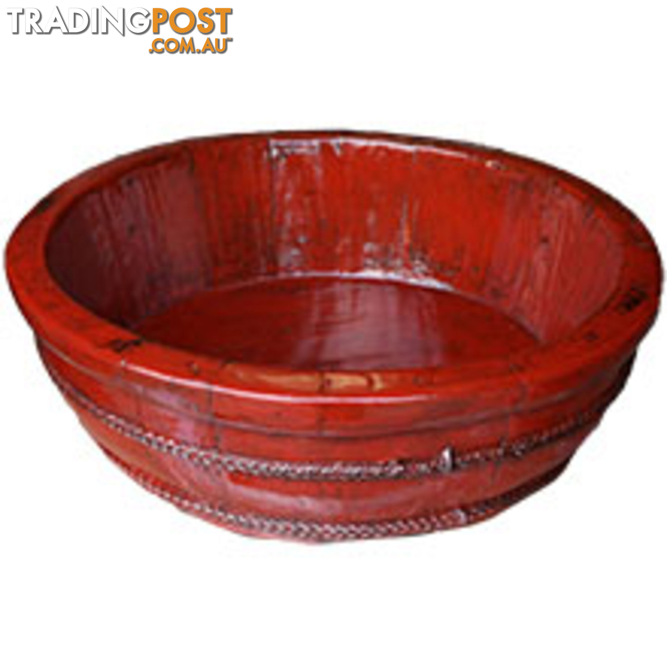 Chinese Red Lacquer Wood Water Basin