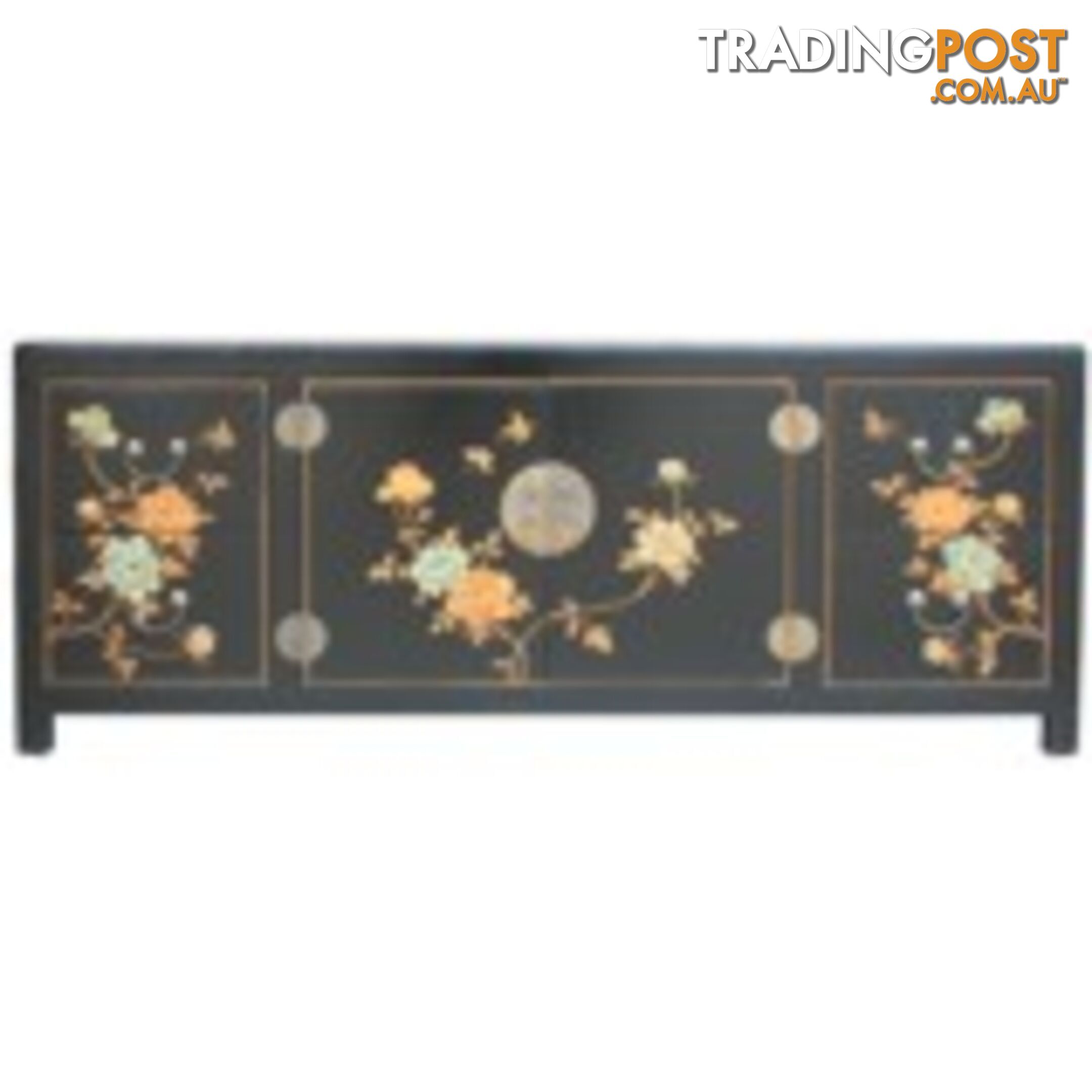 Black Painted Low Oriental TV Buffet