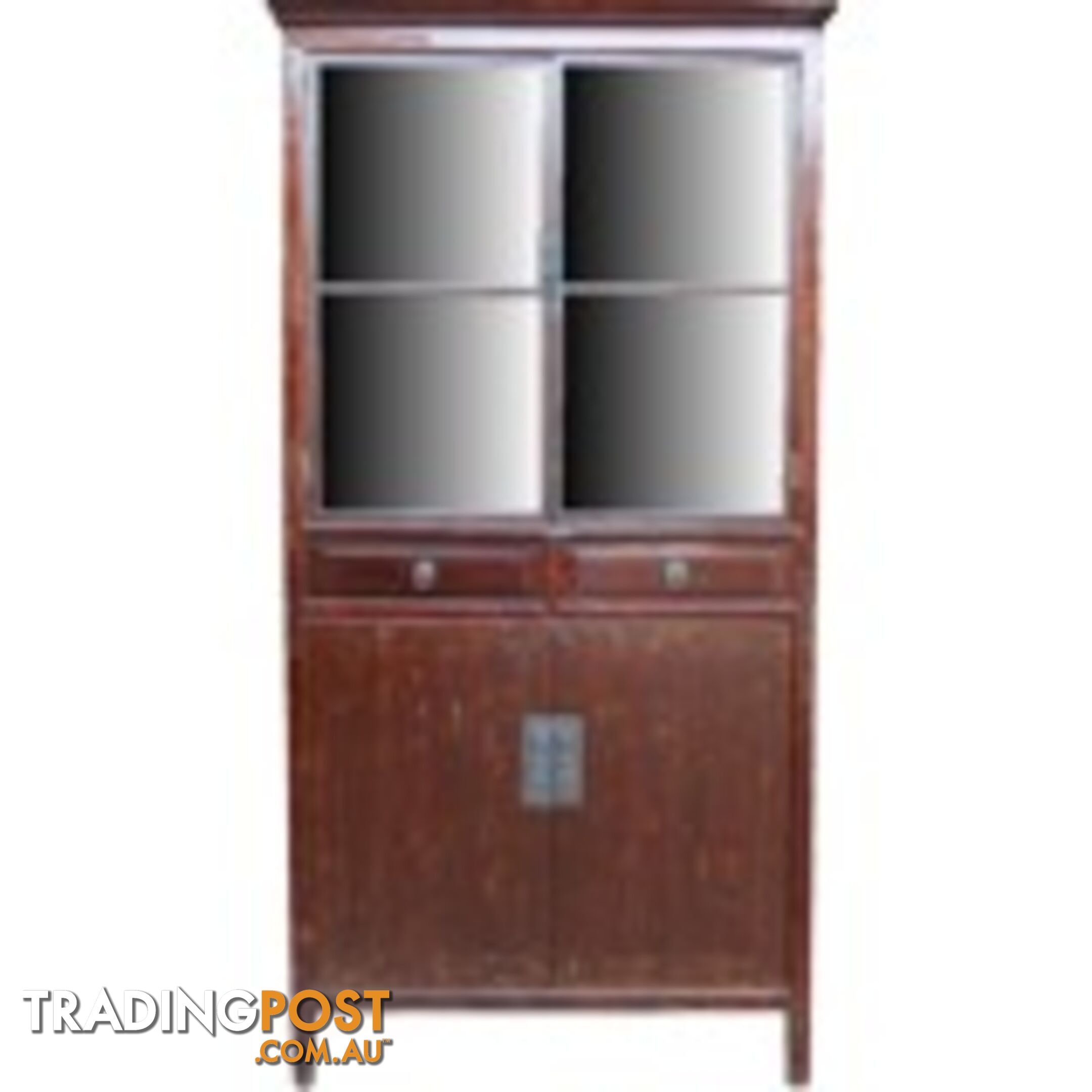 Chinese Red Display Cabinet Glass Door