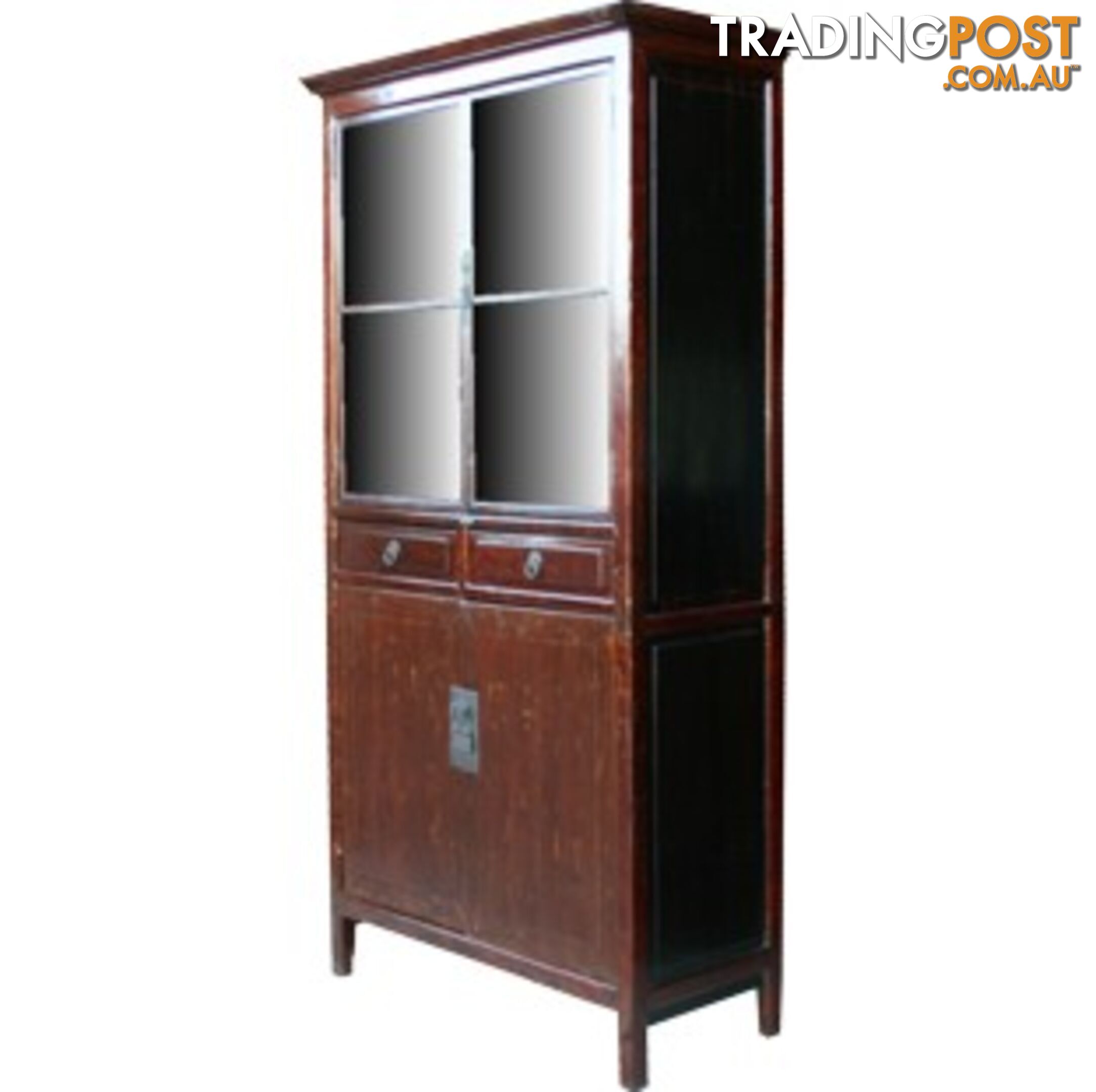 Chinese Red Display Cabinet Glass Door