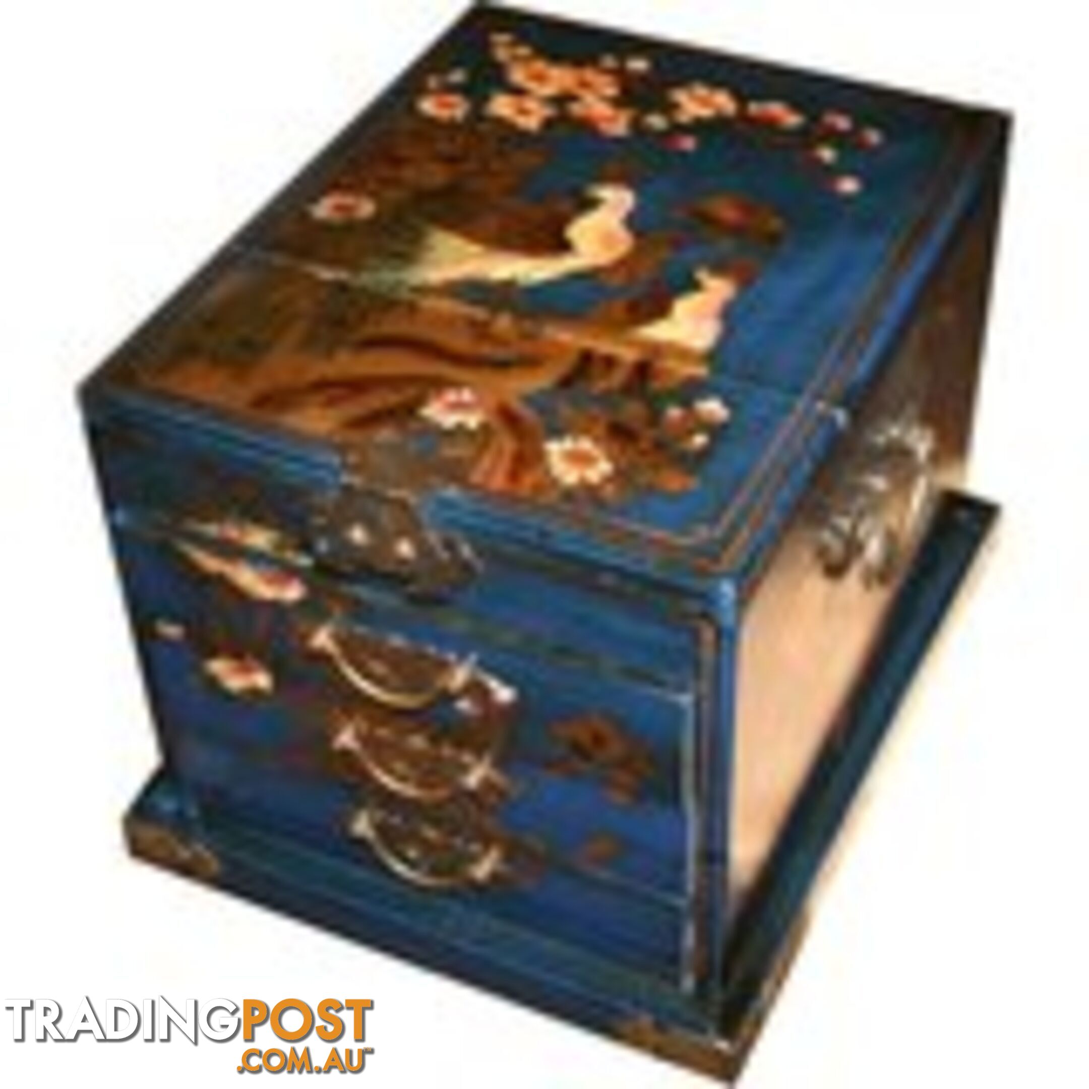 Blue Luxury Jewellery Box with Stand-Up Mirror