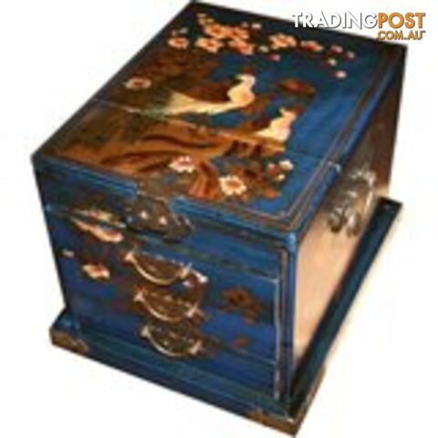 Blue Luxury Jewellery Box with Stand-Up Mirror