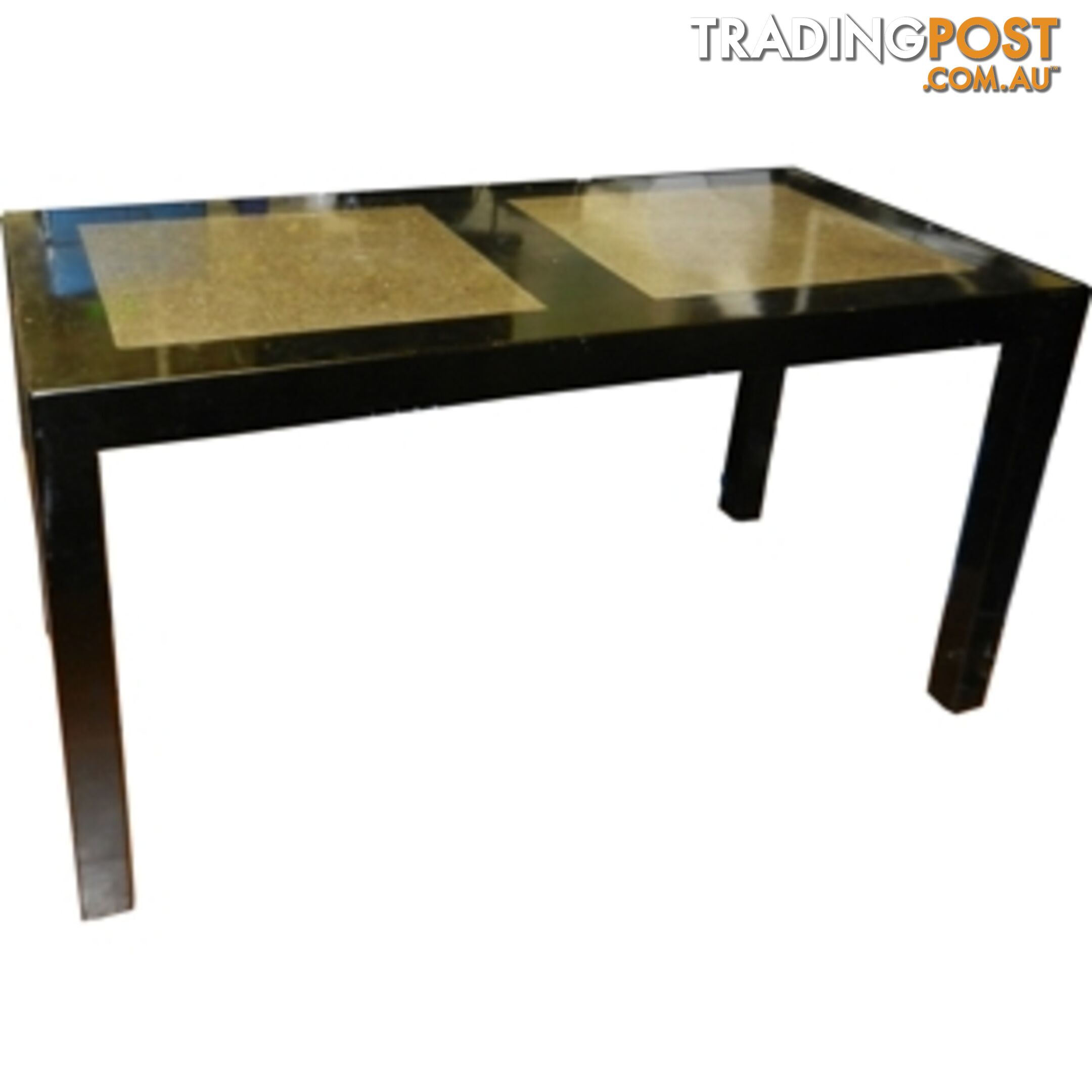 Black Lacquer Stone Inlay Dining Table