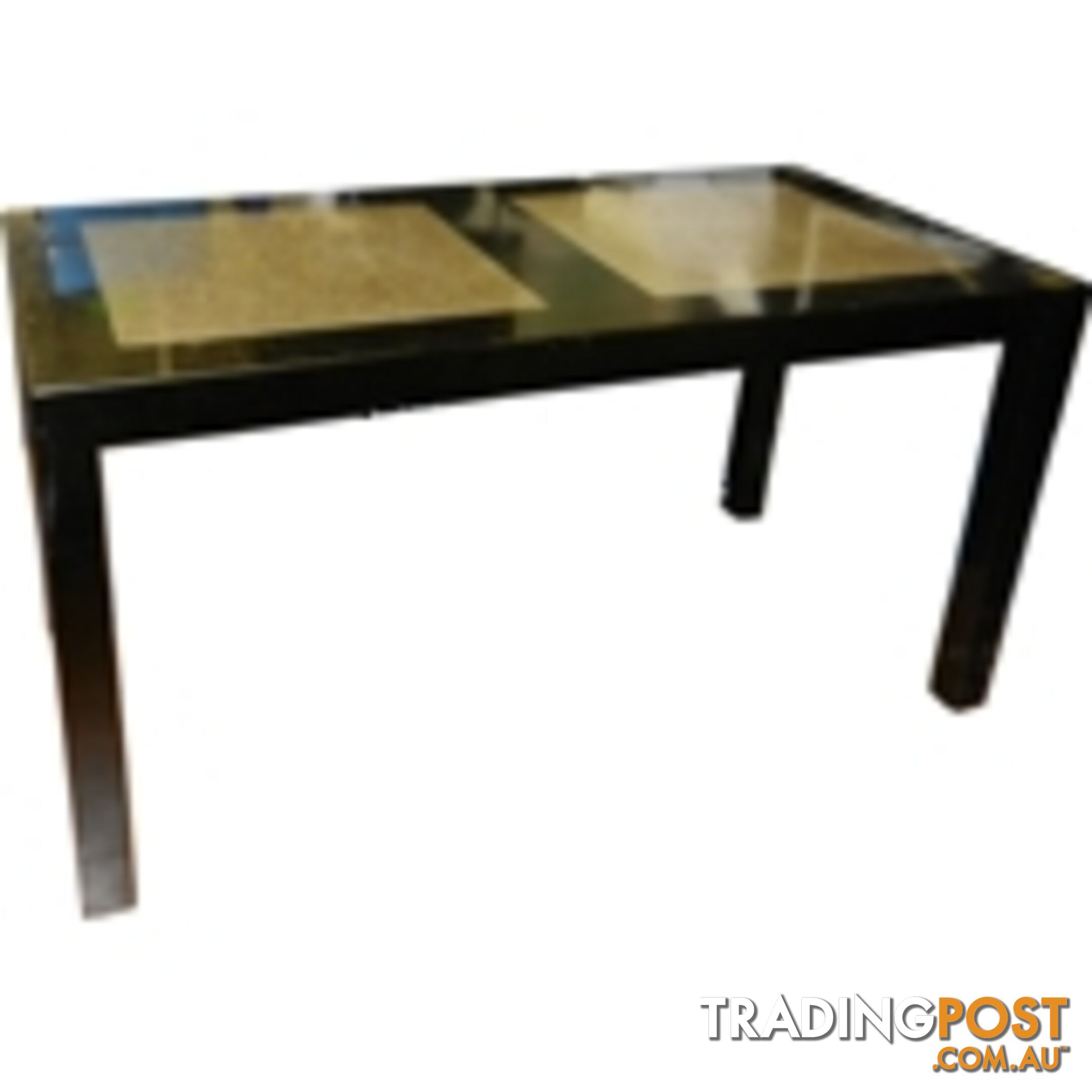 Black Lacquer Stone Inlay Dining Table