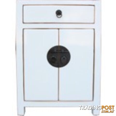 White/Light Grey Chinese Bedside Table
