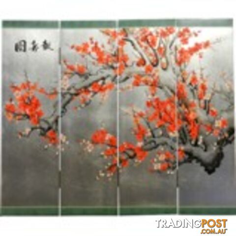 Chinese Cherry Blossom Silver Wall Hanging Screen