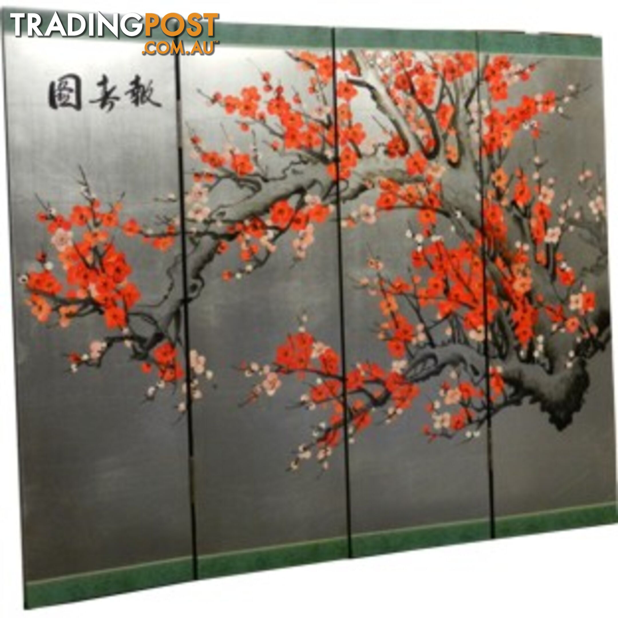 Chinese Cherry Blossom Silver Wall Hanging Screen