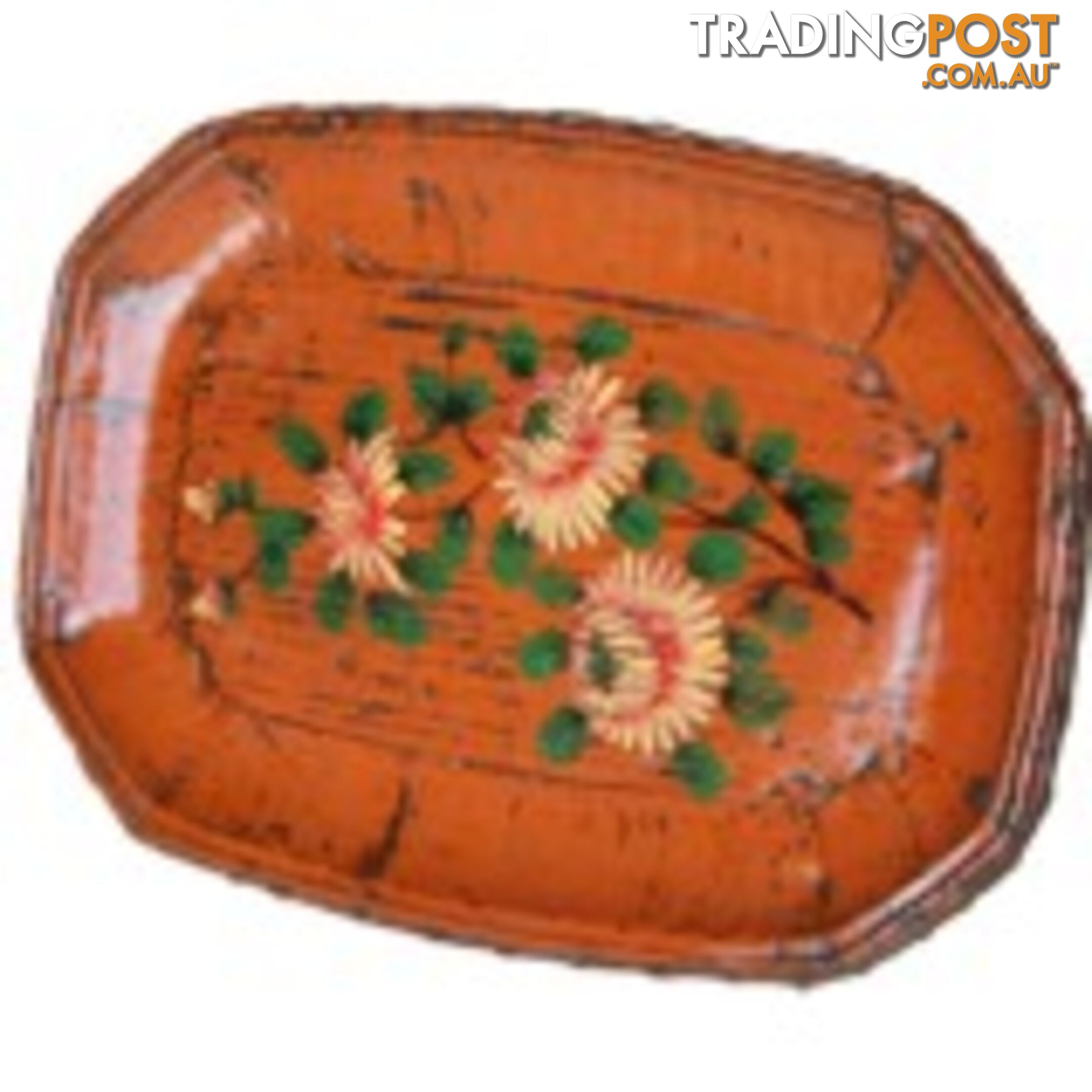 Orange Wood Display Plate with Painting