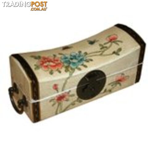 Large White Hand Painted Flower Chinese Jewellery Box