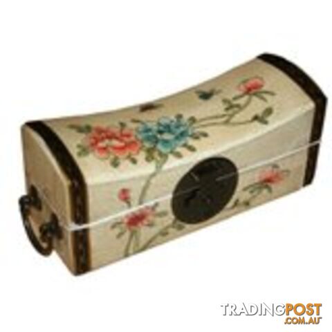Large White Hand Painted Flower Chinese Jewellery Box