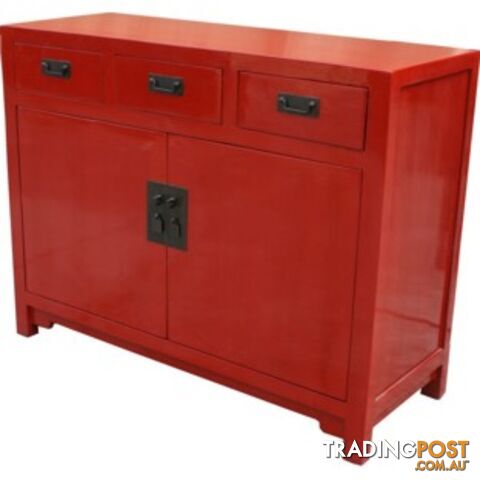 Red Chinese Sideboard Cabinet