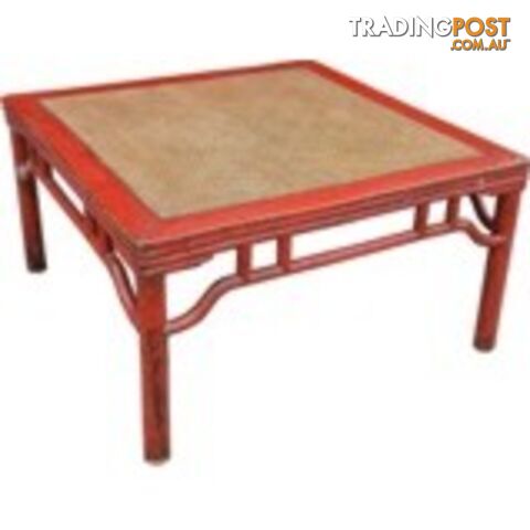 Red Rattan Inlay  Chinese Coffee Table