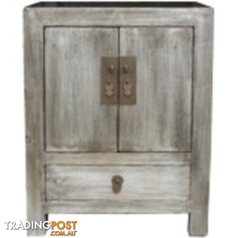 Silver Leaf Coated Chinese Bedside Table
