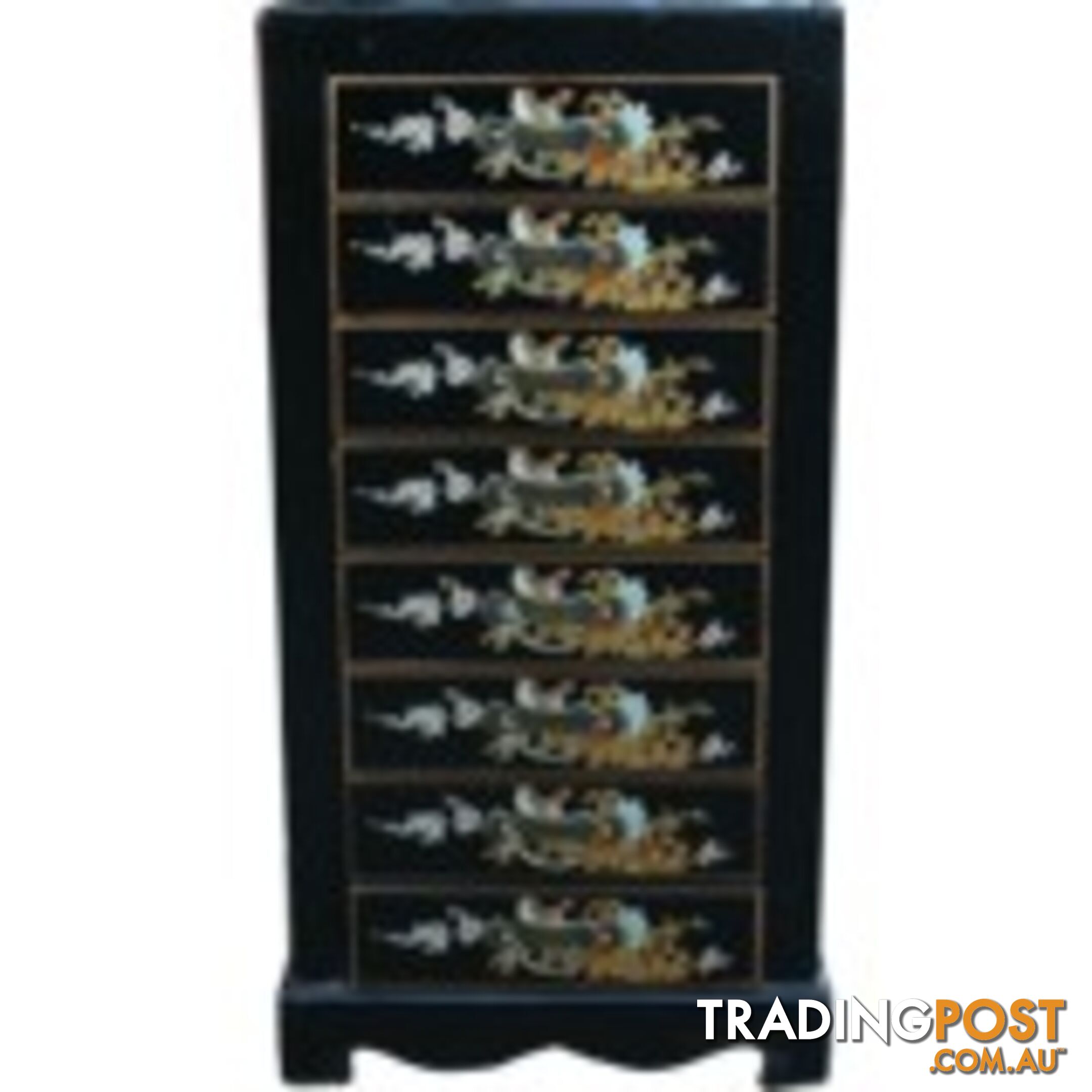 Black Chinese 8-Drawer Painted Filing Cabinet