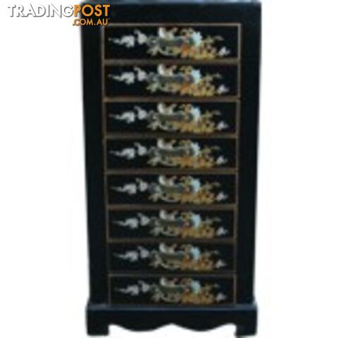 Black Chinese 8-Drawer Painted Filing Cabinet