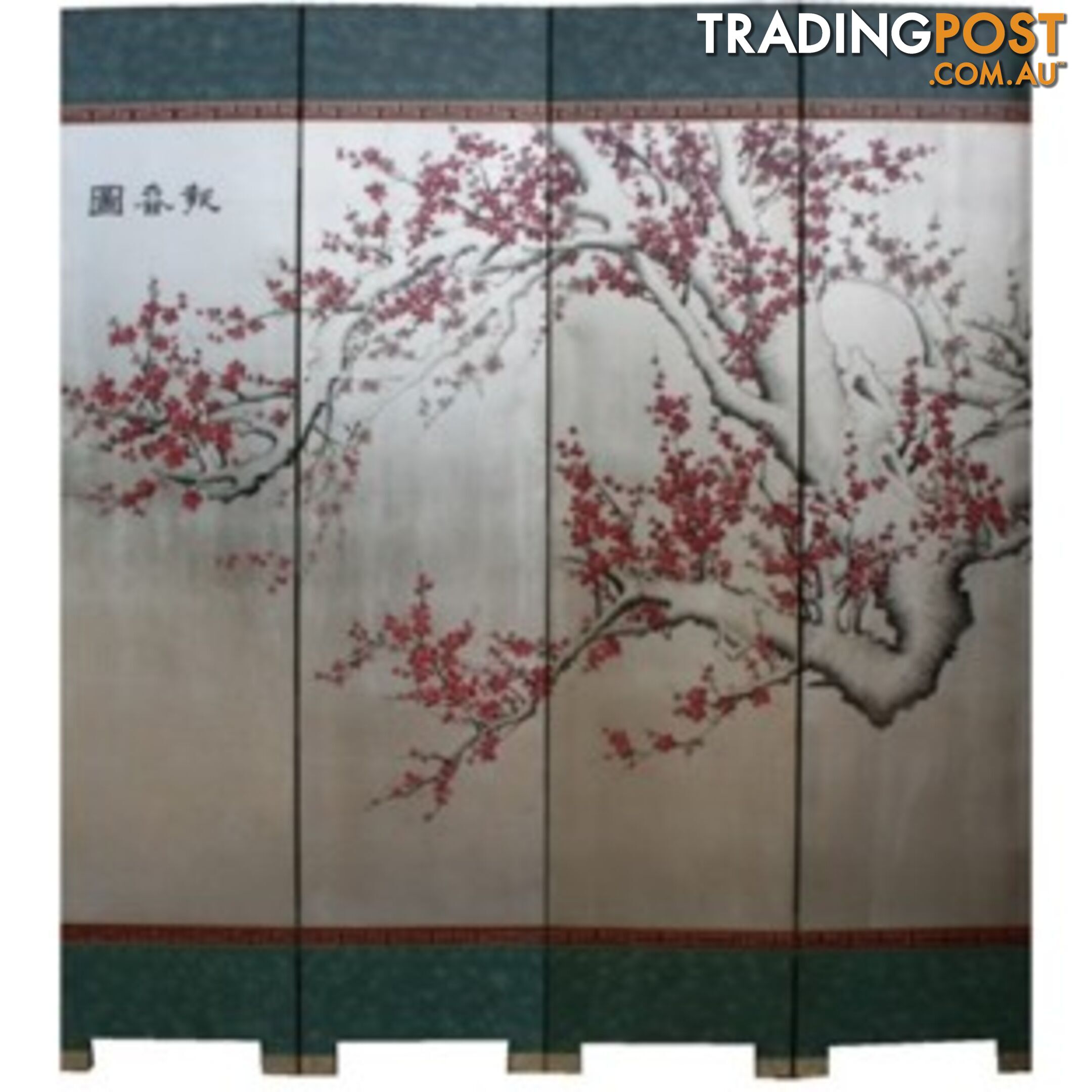 Silver Leaf Cherry Blossom Oriental Room Divider Screen