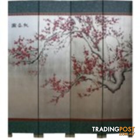 Silver Leaf Cherry Blossom Oriental Room Divider Screen
