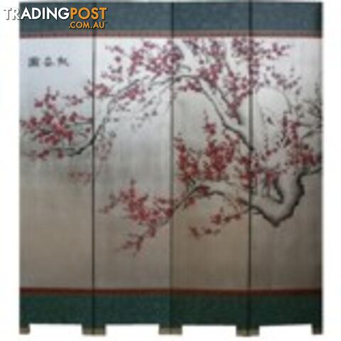 Silver Leaf Cherry Blossom Oriental Room Divider Screen