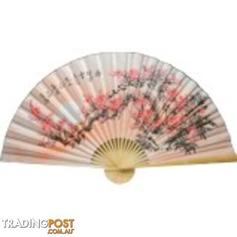 Oriental Painted Bamboo Wall Hanging Fan