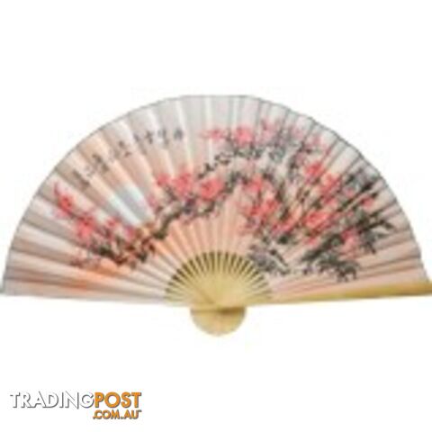 Oriental Painted Bamboo Wall Hanging Fan