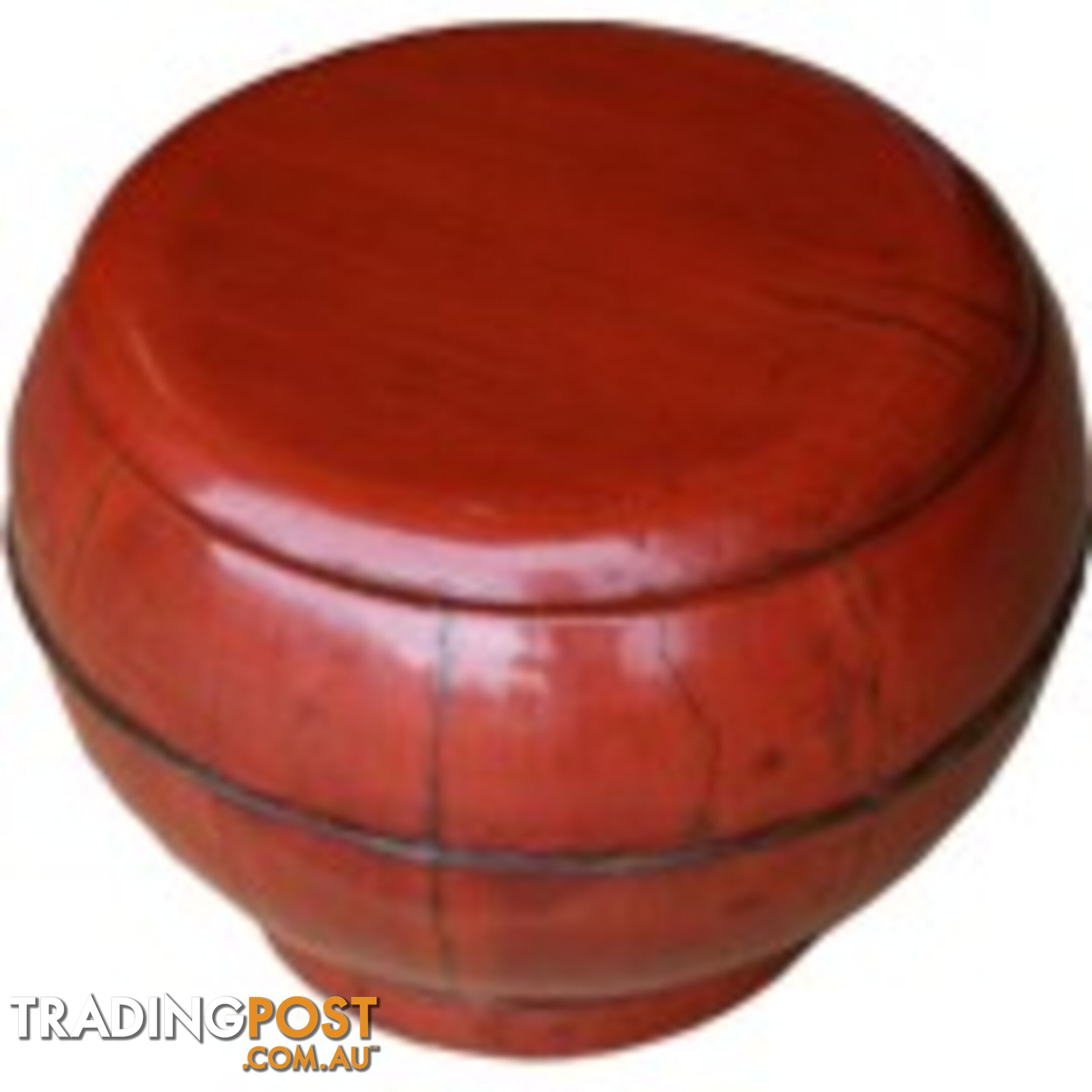 Red Antique Round Wood Decoration Box with Handle