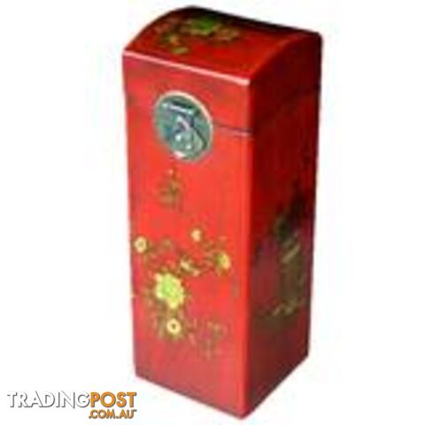 Red Flora Painted Oriental Wine Box