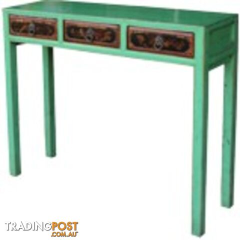 Original Chinese Console Table with 3 Painted Drawers