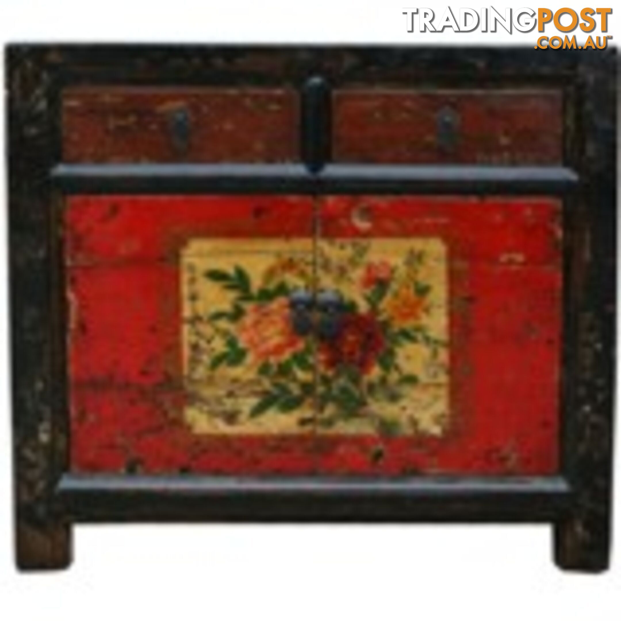 Mongolian Style Painted Chinese Cabinet