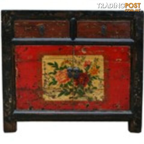 Mongolian Style Painted Chinese Cabinet