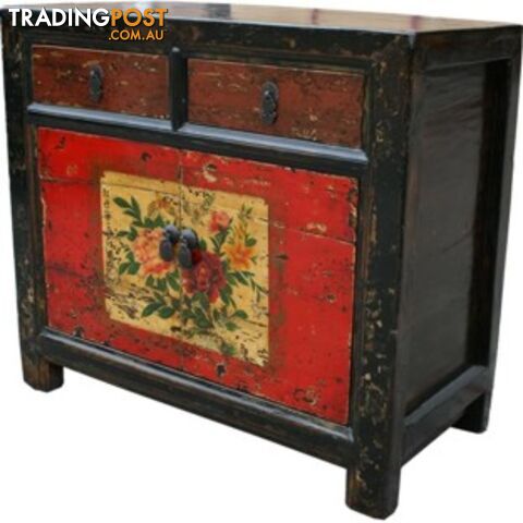 Mongolian Style Painted Chinese Cabinet