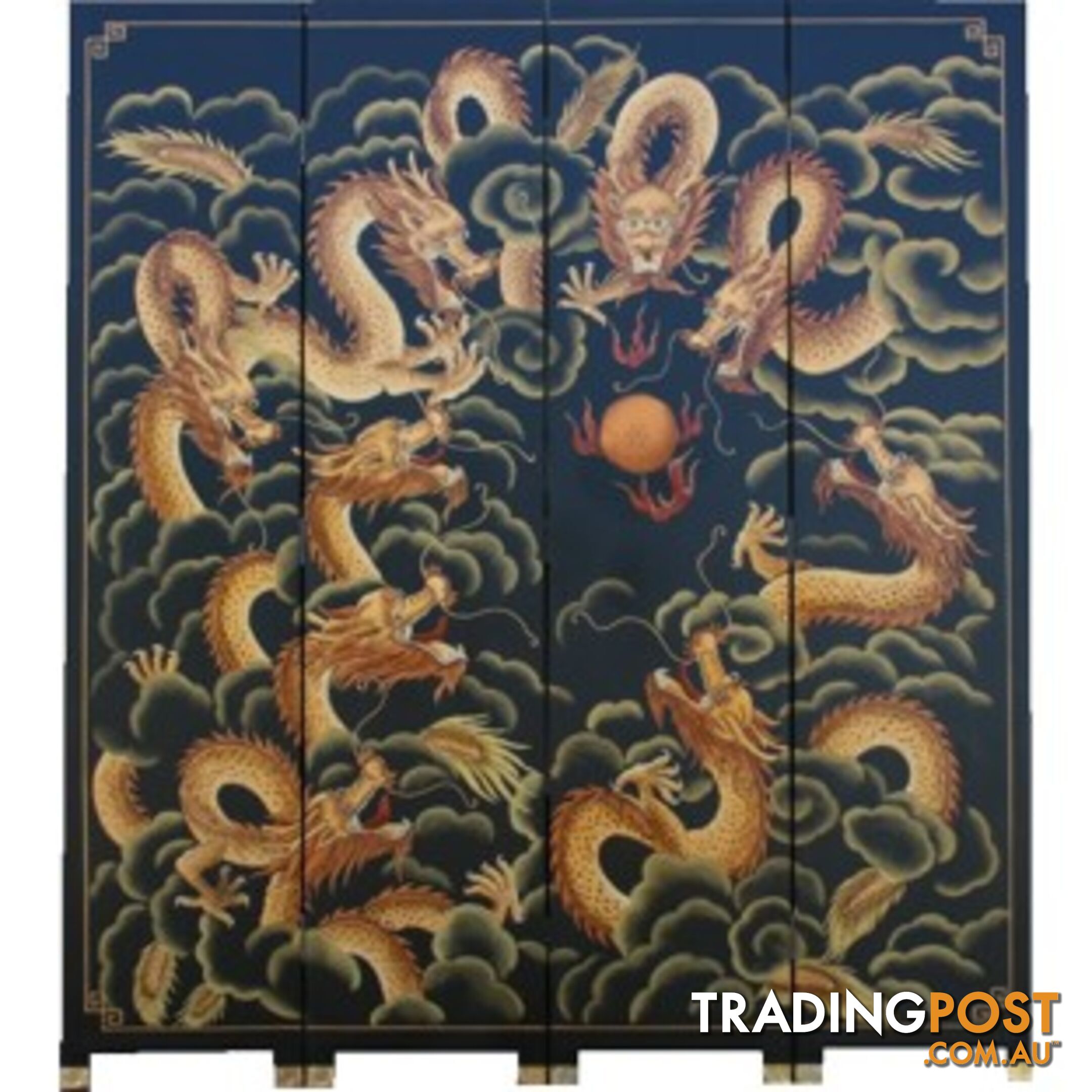 Oriental Nine Dragons Room Divider Screen