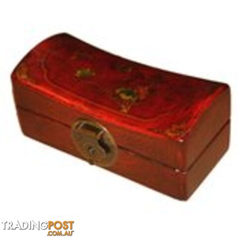 Red Painted Flora Chinese Jewellery Box
