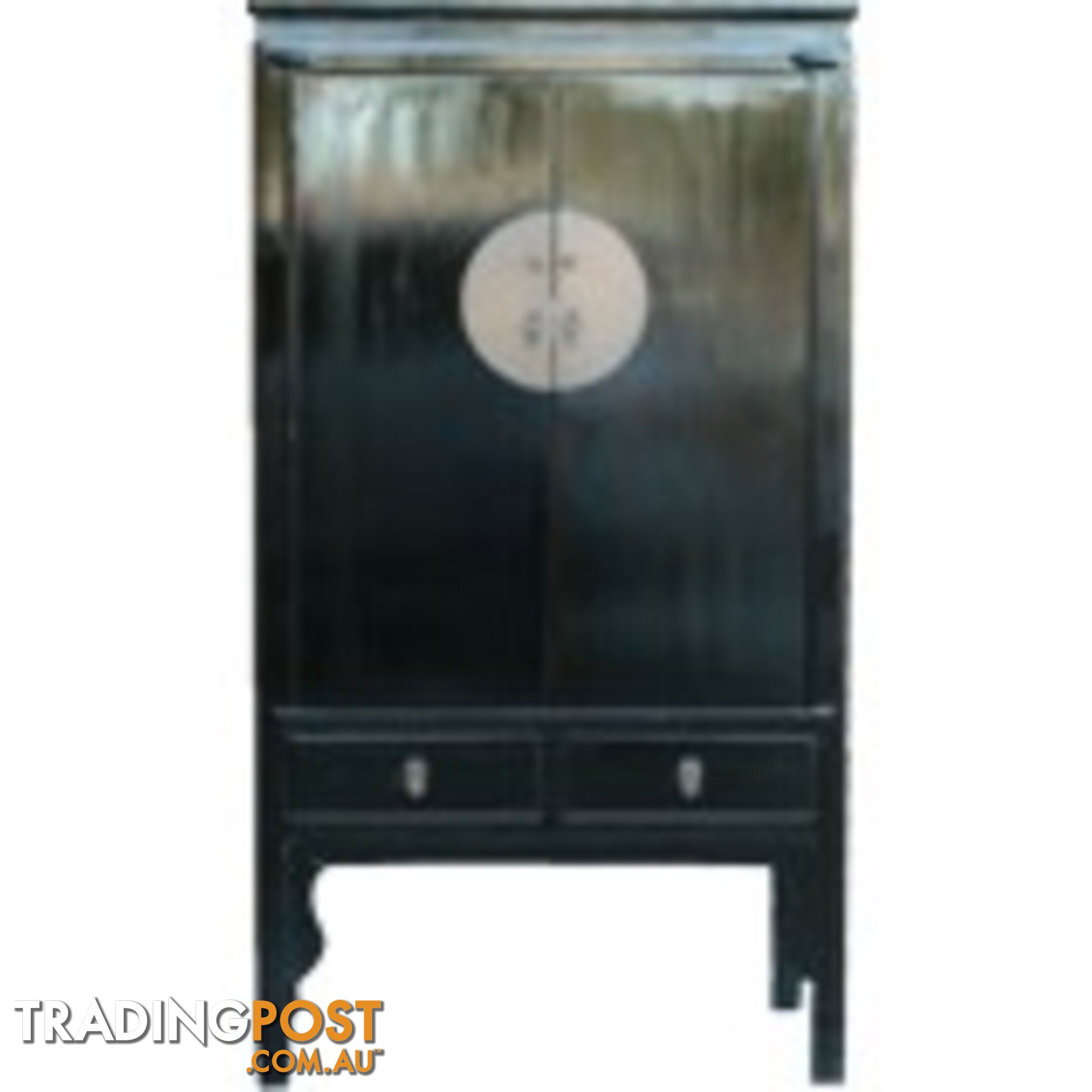 Large Black Lacquer Chinese Wedding Cabinet