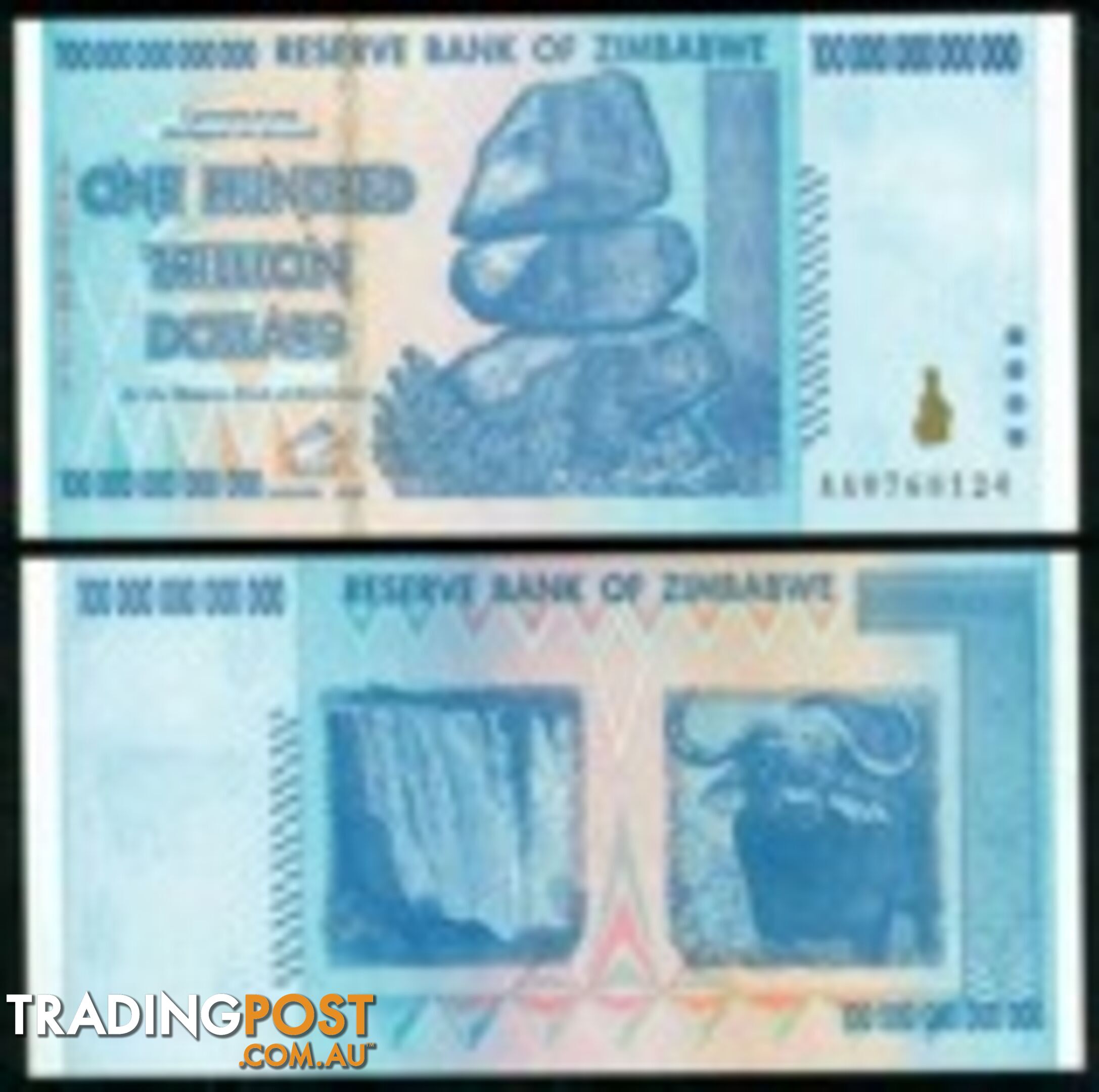 Zimbabwe 100 Trillion Banknote 2008 UNC AA++