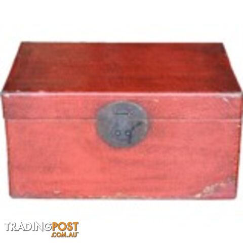 Red Antique Chinese Leather Storage Box