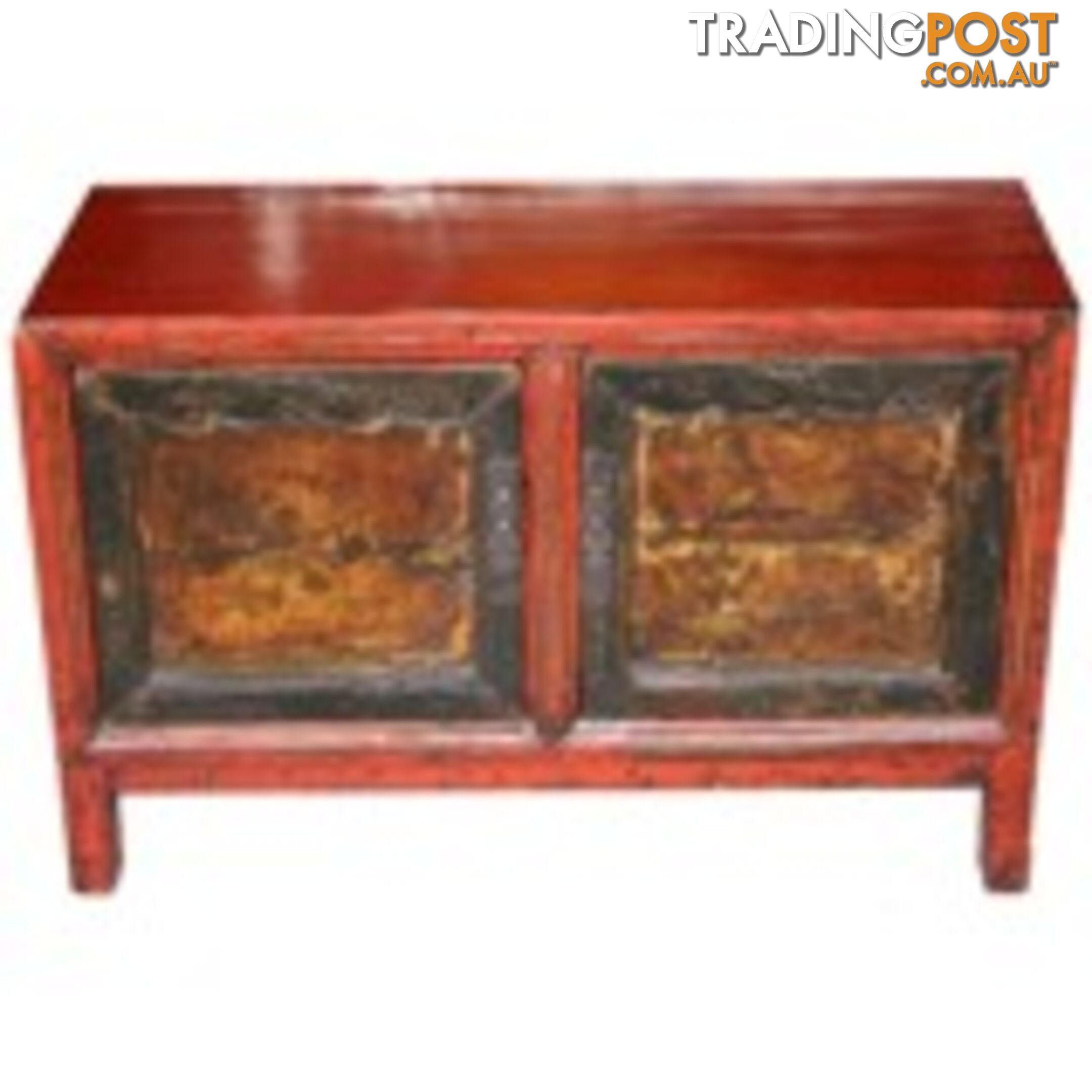 Chinese Red Painted Low Cabinet