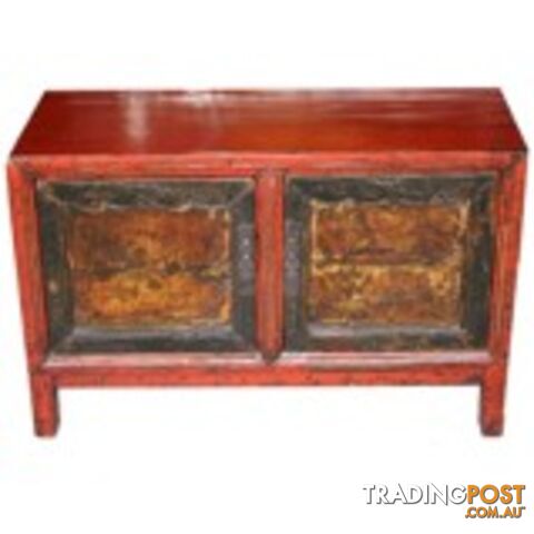 Chinese Red Painted Low Cabinet