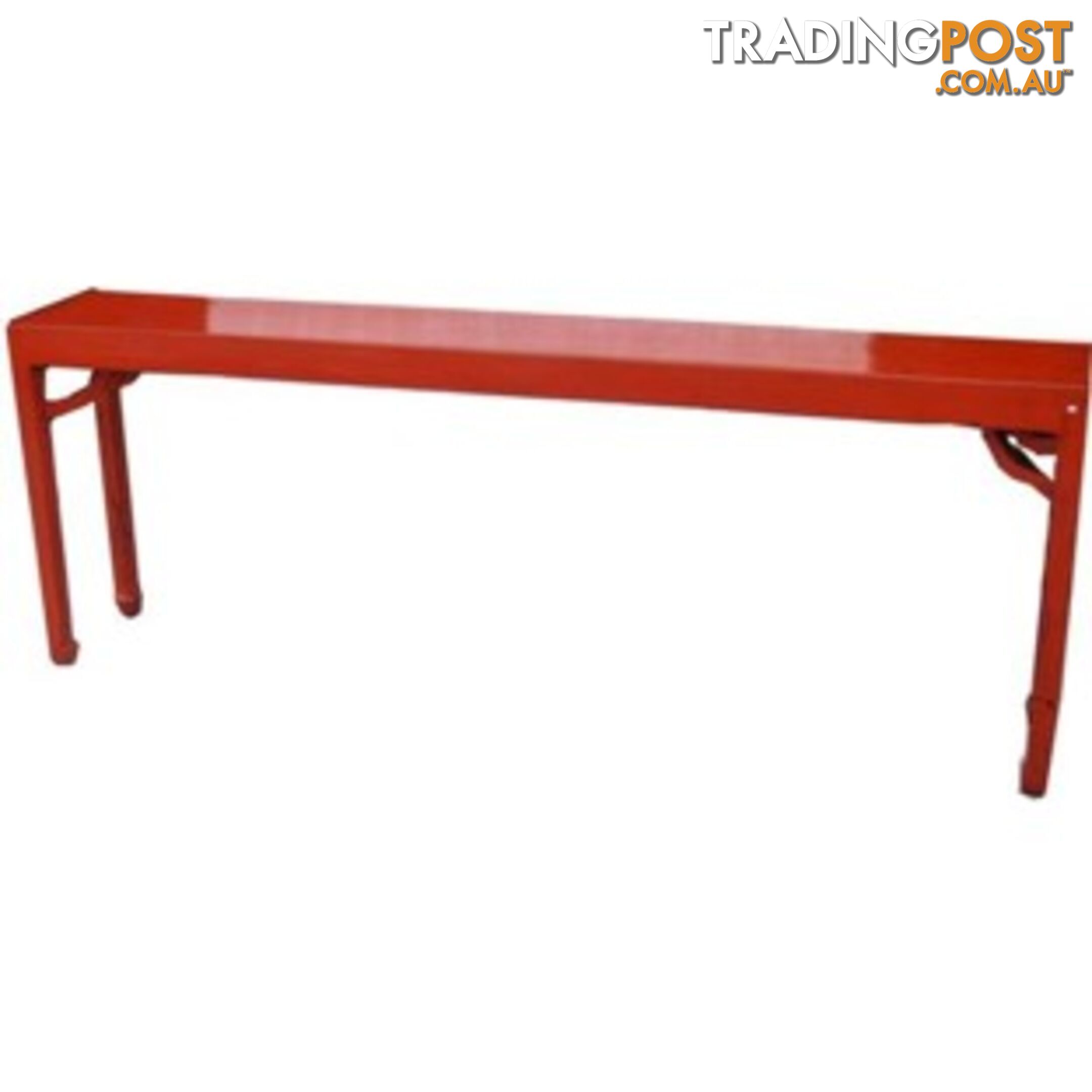 Original Red Chinese Console Table with Corner Legs