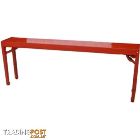 Original Red Chinese Console Table with Corner Legs