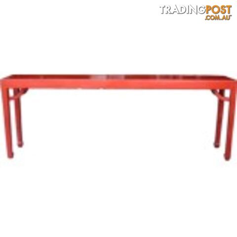 Original Red Chinese Console Table with Corner Legs