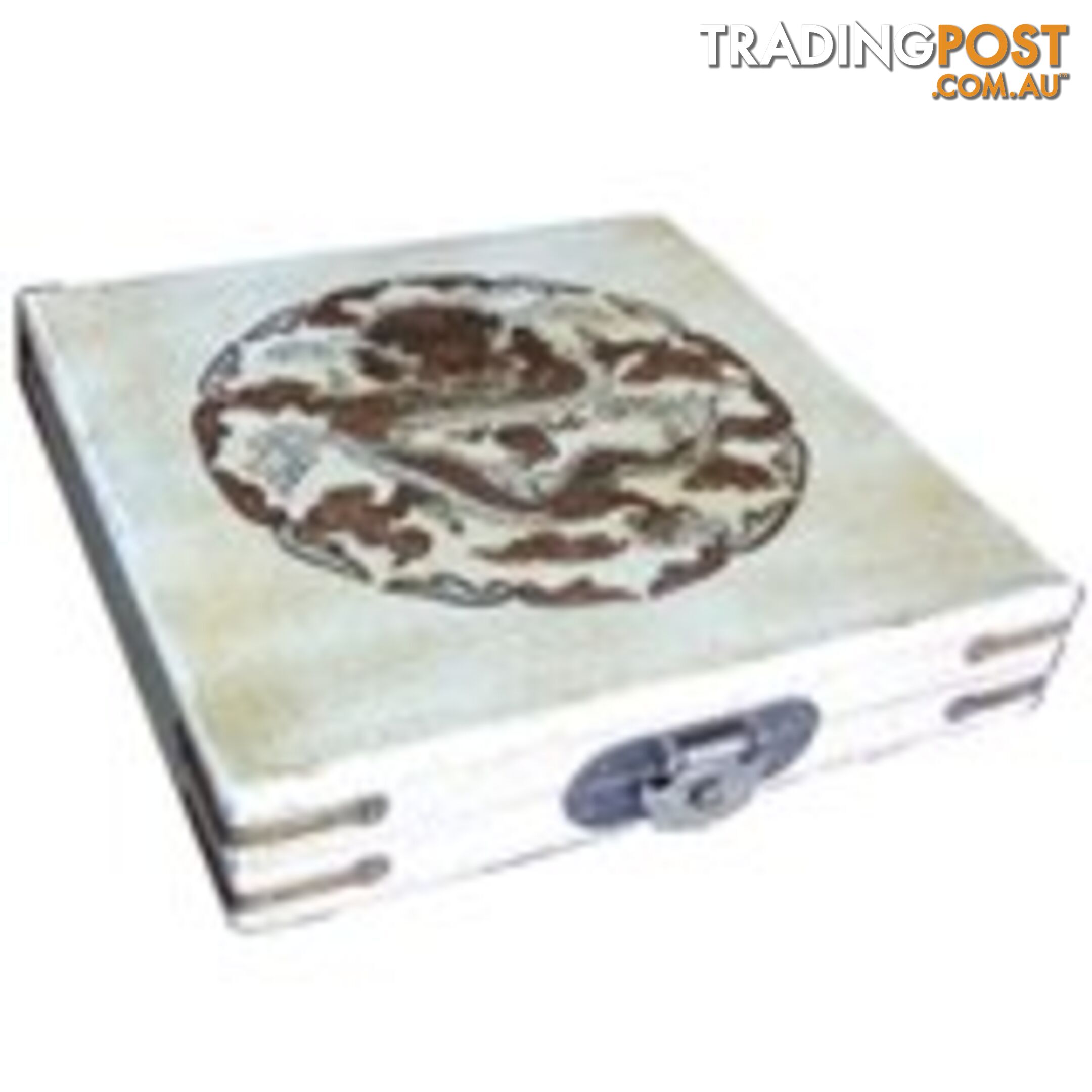 White Chinese Feng Shui Compass in Dragon Painted Case