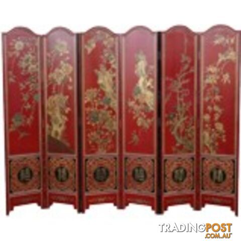 Chinese Red Floral Room Hand Made Room Divider