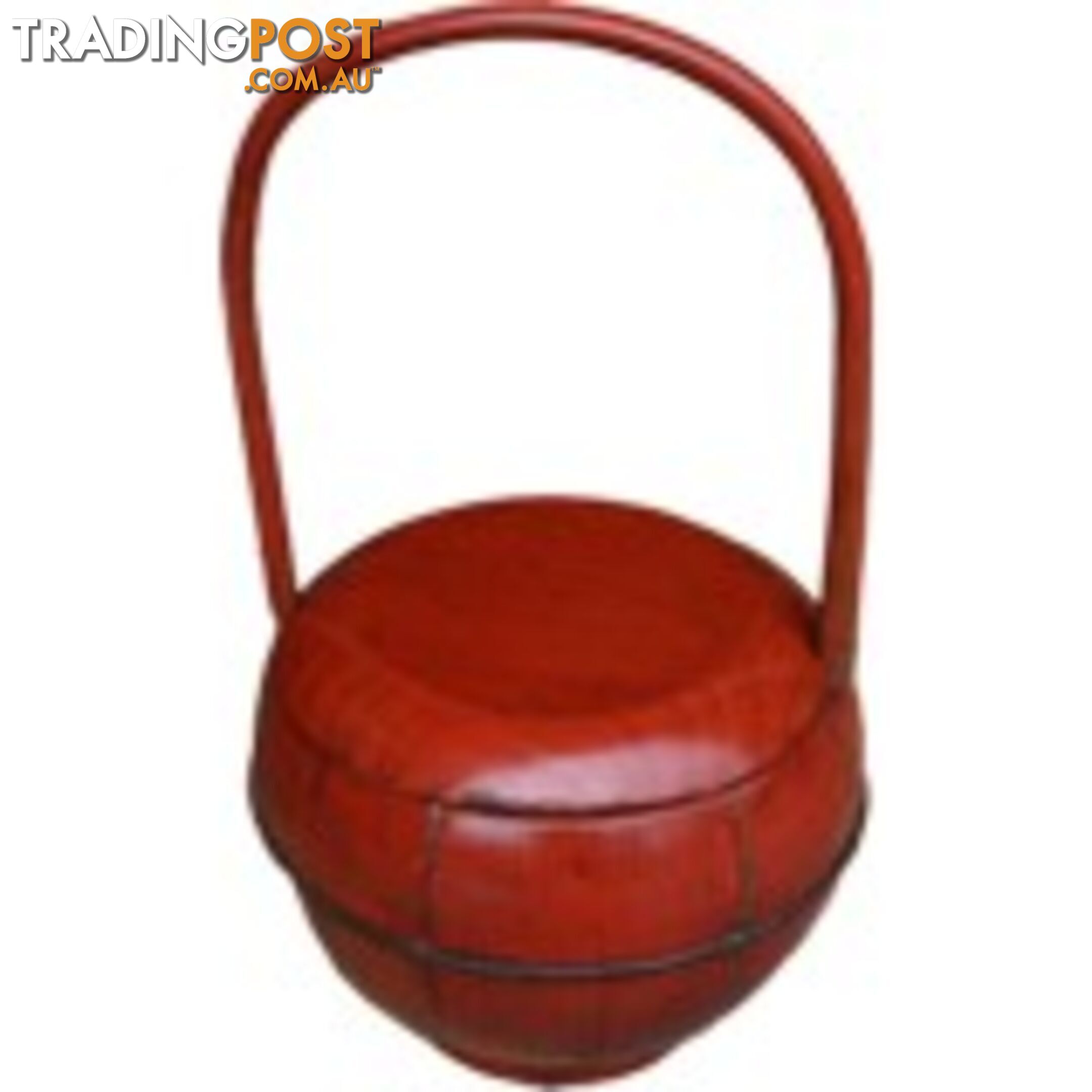 Red Antique Round Wood Decoration Box with Handle