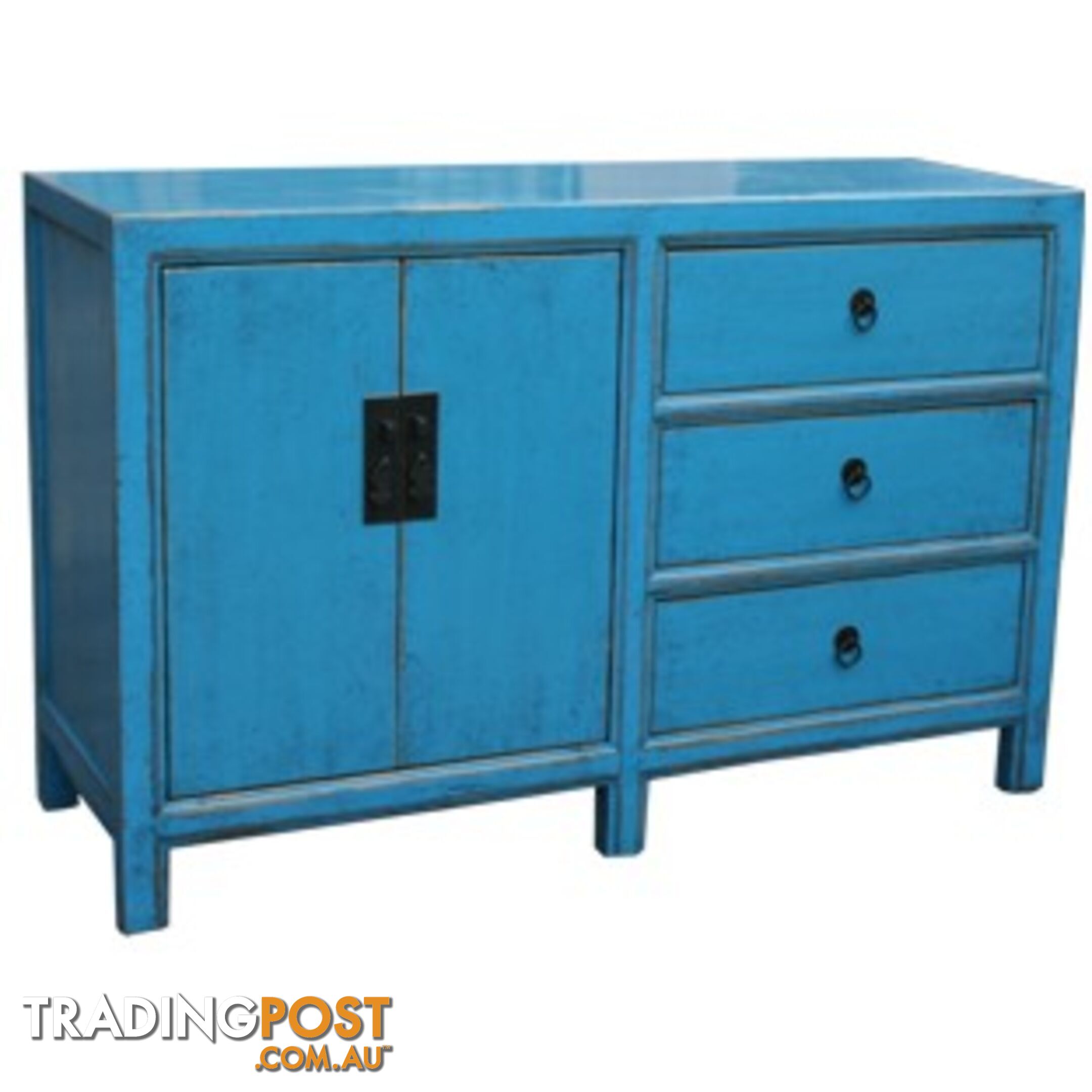 Blue Lacquered Wood Sideboard Buffet