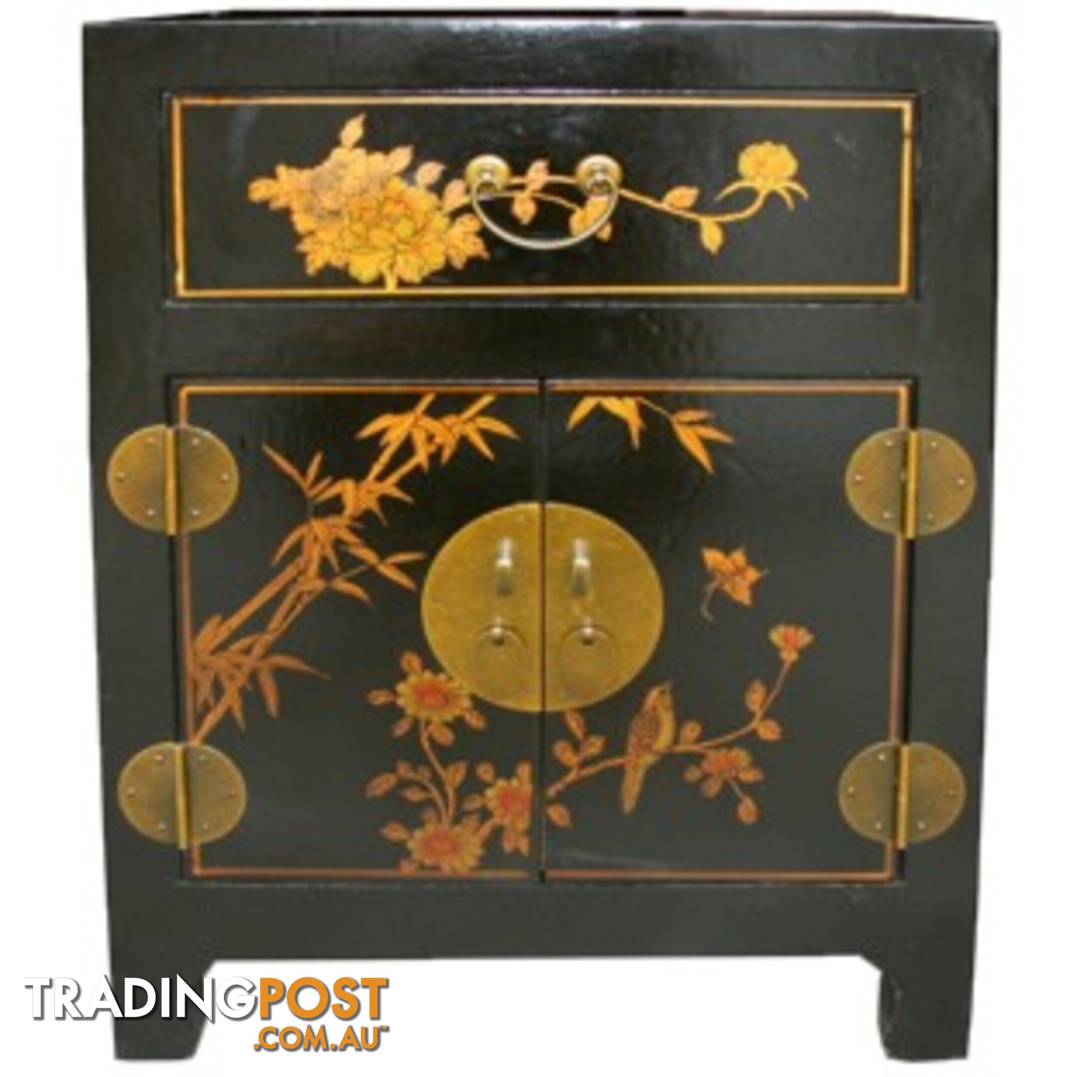 Hand Made Black Painted Chinese Bedside Table