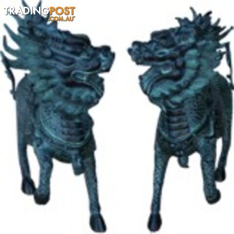 A pair of Large Bronze Qi Lin Kyrin