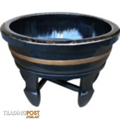 Chinese Black Butterflies Wood Water Basin with Stands